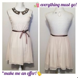 💖Sleeveless Dress w Lace, Chiffon, Sequins